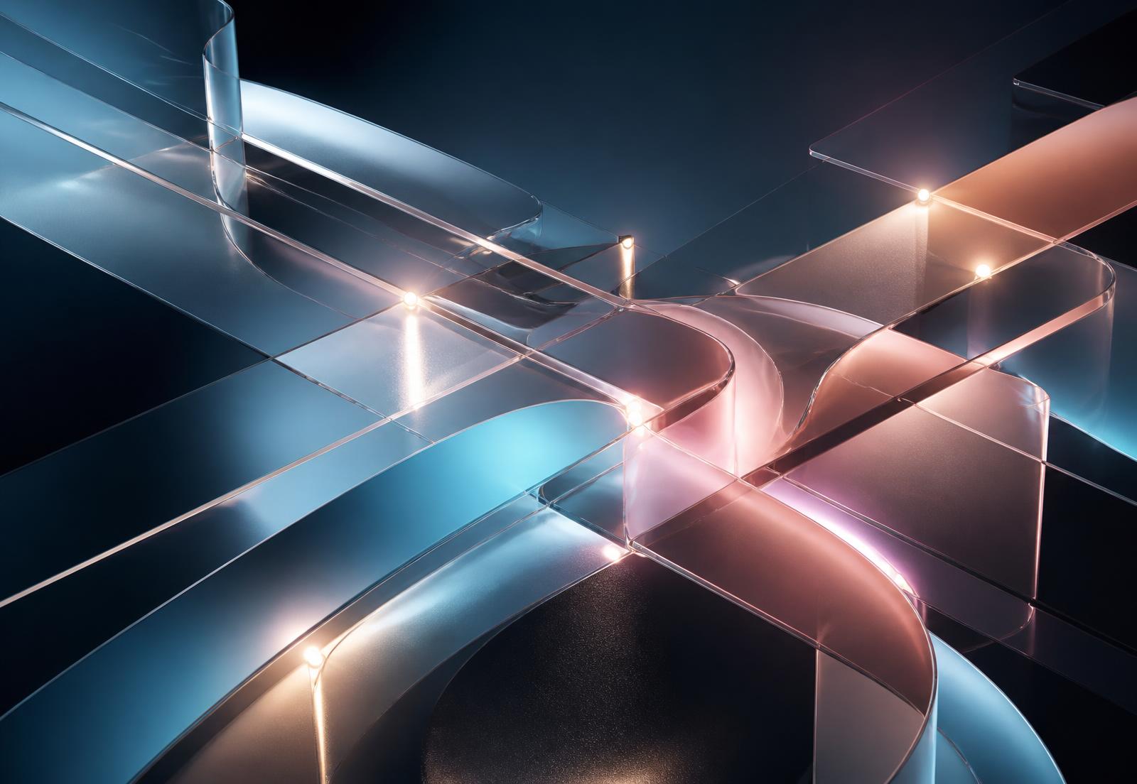 Abstract architectural render in warm and cool tones